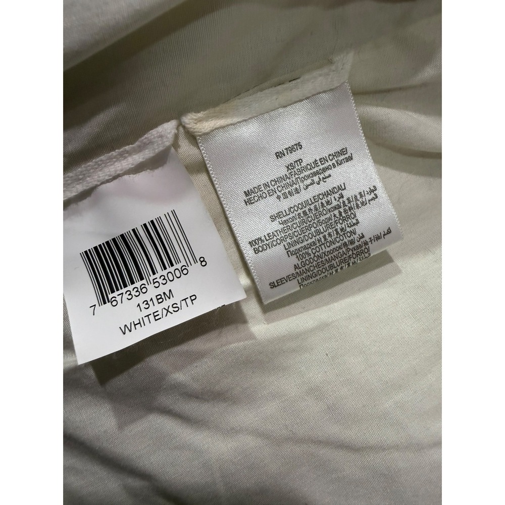 BCBGMAXAZRIA  Leather Moto Jacket Gold Hardware White XS - Picture 6 of 9